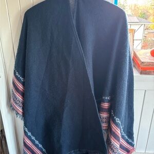 Navy Patterned Shawl